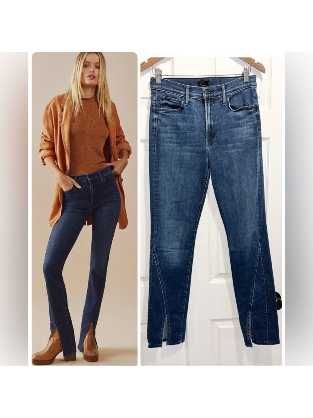 Mother The Rascal Sliced Up Heel Mint Condition Wash High Rise Split Hem Size 29
